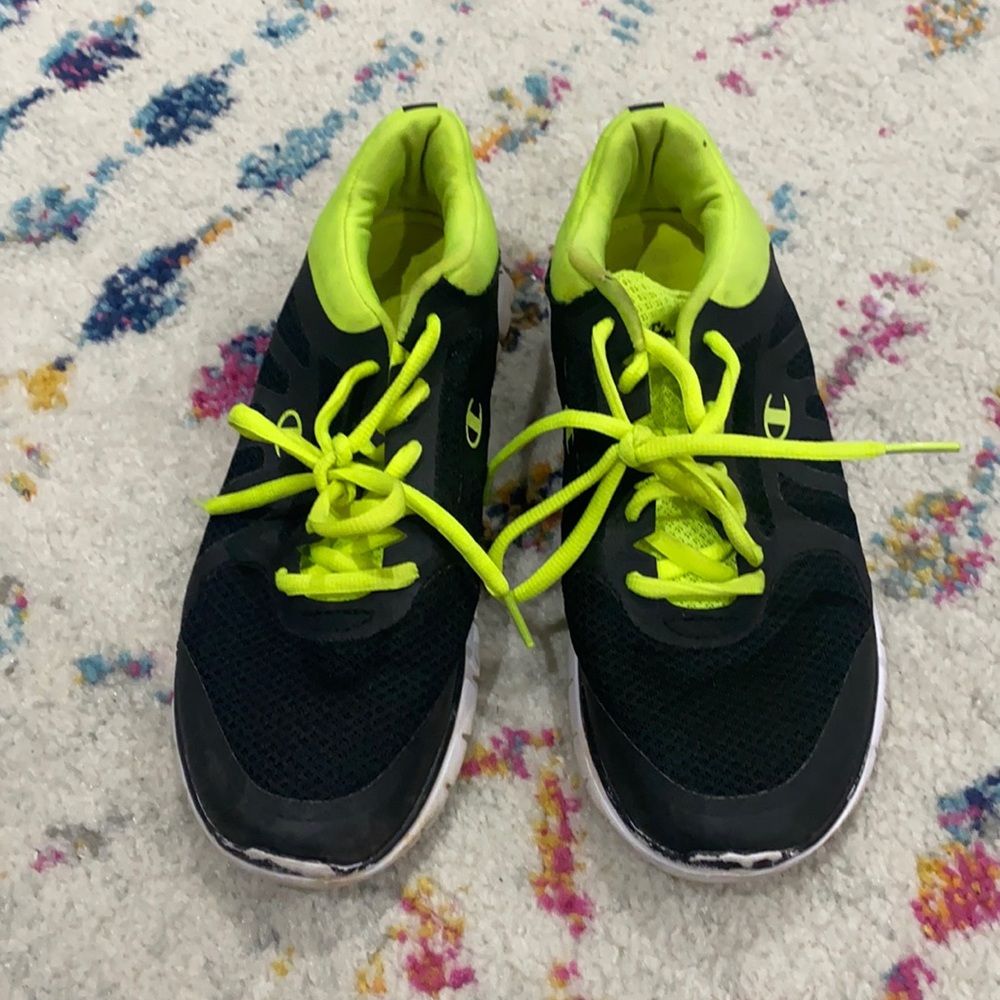 Champion women’s sneakers, neon green and black, size 8